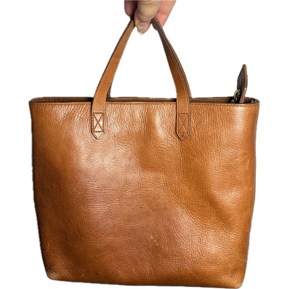 Madewell Handbags - Madewell Brown Leather Zip Top Transport Tote Handbag Minimalist Bag NO STRAP